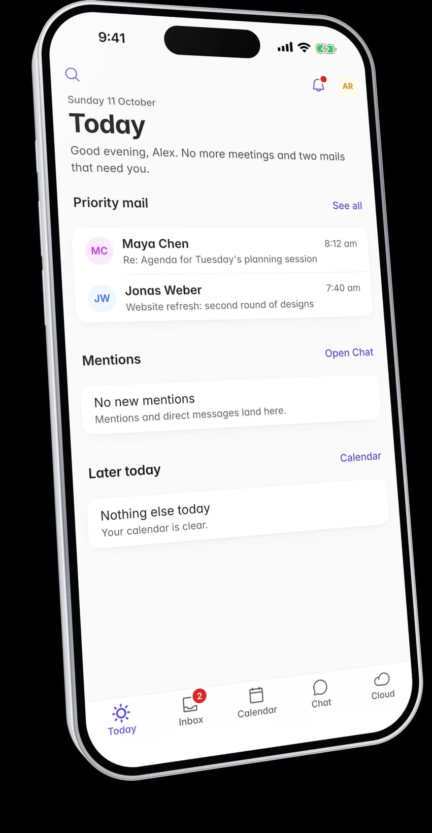 The Today screen in the FLO app, signed in to a company account
